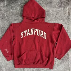 Men's Vintage 80's ACI Stanford Cardinals Red Hoodie Pullover Sweatshirt Sz M